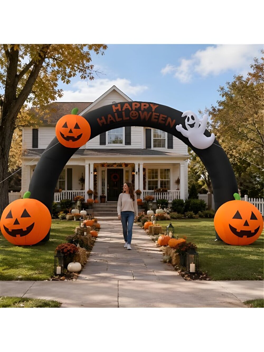 20FT Inflatable Halloween Arch with Built-in LED Lights, Blow Up Entrance